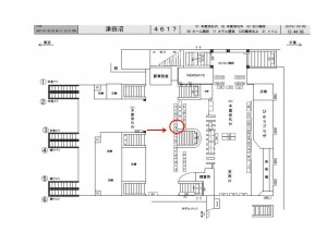 JR／津田沼駅／本屋改札内／№64駅看板・駅広告、位置図