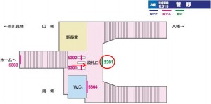 京成　菅野駅／額式／№2301駅看板・駅広告、位置図