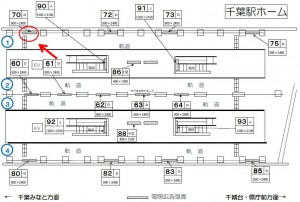 千葉都市モノレール　千葉駅／ホーム／№70駅看板・駅広告、位置図