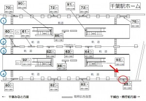 千葉都市モノレール　千葉駅／ホーム／№85駅看板・駅広告、位置図