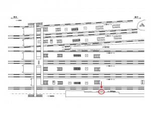 JR／千葉駅／１番線壁面／№4駅看板・駅広告、位置図