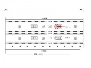 JR／南船橋駅／ホーム階段／№9駅看板・駅広告、位置図