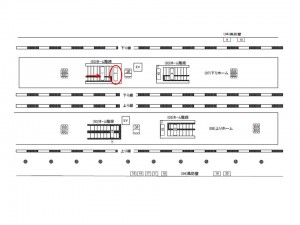 JR／海浜幕張駅／ホーム階段／№2駅看板・駅広告、位置図