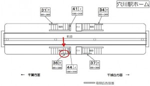 千葉都市モノレール　穴川駅／ホーム／№36駅看板・駅広告、位置図