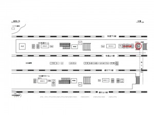 JR／錦糸町駅／ホーム階段／№86駅看板・駅広告、位置図