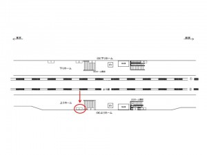 JR／検見川浜駅／上りホーム／№1駅看板・駅広告、位置図