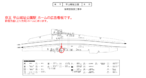 京王／平山城址公園駅／駅でん／№90駅看板・駅広告、位置図