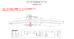 京王／平山城址公園駅／駅でん／№100駅看板・駅広告、位置図
