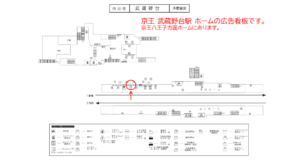 京王／武蔵野台駅／駅だて／№350駅看板・駅広告、位置図
