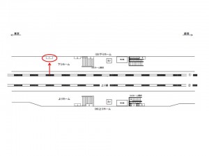 JR／検見川浜駅／下りホーム／№1駅看板・駅広告、位置図