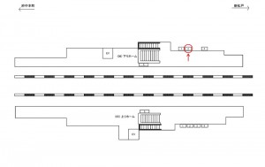 JR／新三郷駅／下りホーム／№2駅看板・駅広告、位置図