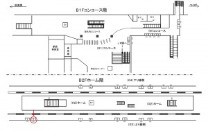 つくばエクスプレス／南流山駅／上り線側／№8駅看板・駅広告、位置図
