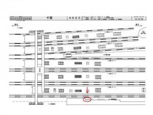 JR／千葉駅／１番線壁面／№1駅看板・駅広告、位置図