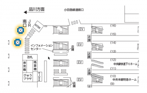 JR／新宿駅／J・ADビジョン 新宿駅南口 1週間№1駅デジタルサイネージ・駅広告、位置図