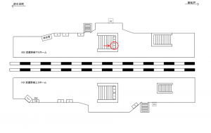 JR／南浦和駅／武蔵野線下りホーム／№5駅看板・駅広告、位置図
