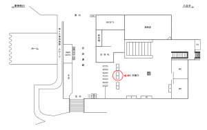 JR／十日市場駅／本屋口／№2駅看板・駅広告、位置図