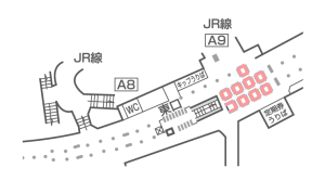 東京メトロ／新宿駅／MCV 単駅ジャック 新宿（定期券うりば前）№MCV駅デジタルサイネージ・駅広告、位置図