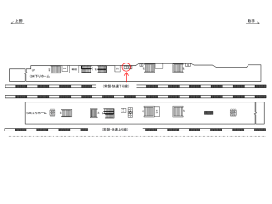 JR／北千住駅／下りホーム／№1駅看板・駅広告、位置図