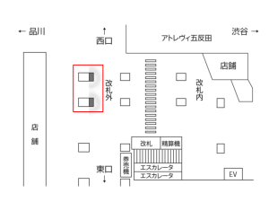 JR／五反田駅／J・ADビジョン 五反田駅 4週間№4駅デジタルサイネージ・駅広告、位置図