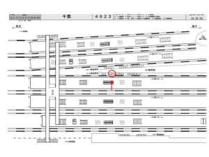 JR／千葉駅／6番線壁面／№2駅看板・駅広告、位置図