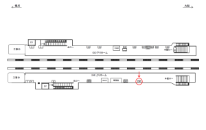 JR／関内駅／上りホーム／№26駅看板・駅広告、位置図