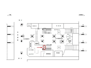 JR　茂原駅／ホーム階段／№18駅看板・駅広告、位置図