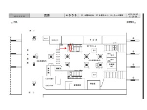 JR　茂原駅／ホーム階段／№6駅看板・駅広告、位置図
