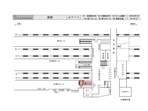 JR　成田駅／ホーム階段／№4駅看板・駅広告、位置図