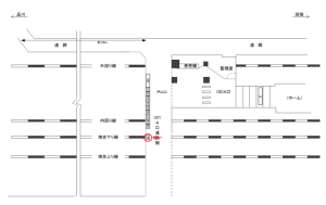 JR／高田馬場駅／A口道路側／№40駅看板・駅広告、位置図