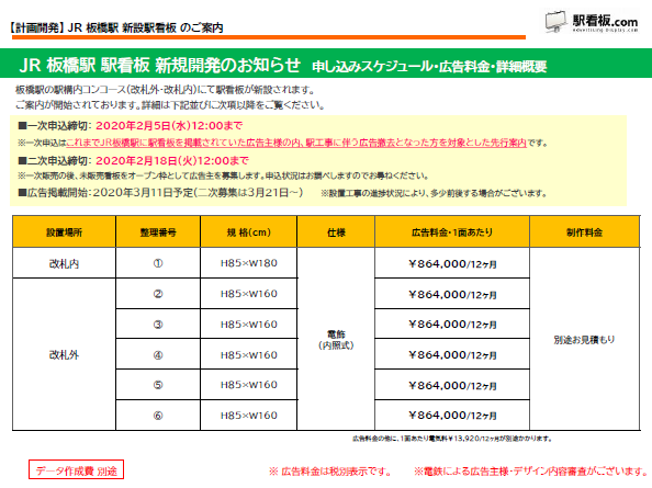 【計画開発】JR 板橋駅 新設駅看板のご案内(1)