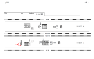 JR／西日暮里駅／南行ホーム／№2駅看板・駅広告、位置図