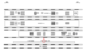 JR／神田駅／南行線壁面／№6駅看板・駅広告、位置図