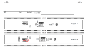 JR／西日暮里駅／南行ホーム／№52駅看板・駅広告、位置図