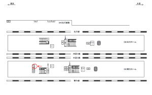 JR／西日暮里駅／南行ホーム／№4駅看板・駅広告、位置図