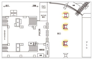 JR／恵比寿駅／J・ADビジョン 恵比寿駅西口 5週間№5駅デジタルサイネージ・駅広告、位置図