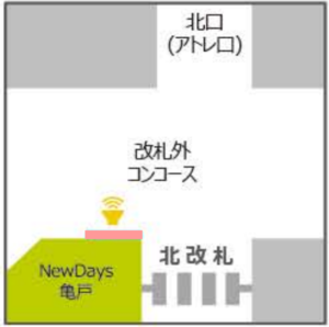 JR／亀戸駅／NewDaysビジョン№D駅デジタルサイネージ・駅広告、位置図