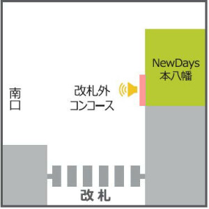 JR／本八幡駅／NewDaysビジョン№D駅デジタルサイネージ・駅広告、位置図