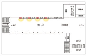 JR／八王子駅／J・ADビジョン 八王子駅自由通路南 4週間№4駅デジタルサイネージ・駅広告、位置図
