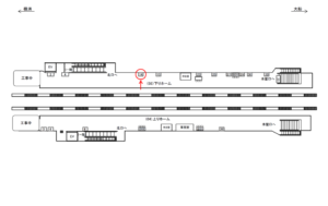 JR／関内駅／下りホーム／№14駅看板・駅広告、位置図