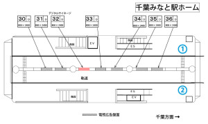 千葉都市モノレール　千葉みなと駅／千葉みなと駅55ＴＶ№55駅デジタルサイネージ・駅広告、位置図