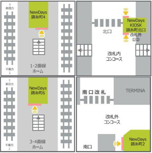 JR／錦糸町駅／NewDaysビジョン№D駅デジタルサイネージ・駅広告、位置図