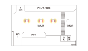 JR／巣鴨駅／J・ADビジョン 巣鴨駅改札外 5週間№5駅デジタルサイネージ・駅広告、位置図