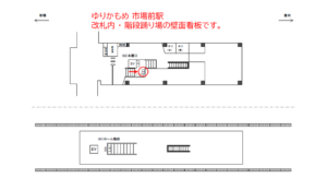 ゆりかもめ　市場前駅／本屋口／№2駅看板・駅広告、位置図