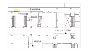 JR／新宿駅／SHINJUKU M-VISION 30秒放映 1週間№1駅デジタルサイネージ・駅広告、位置図