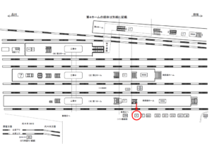 JR／新宿駅／1番線前／№4駅看板・駅広告、位置図