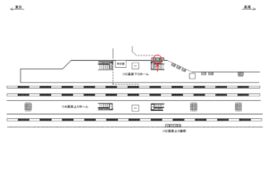 JR／国立駅／高架下りホーム／№102駅看板・駅広告、位置図