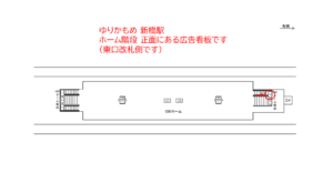 ゆりかもめ　新橋駅／ホーム階段／№4駅看板・駅広告、位置図