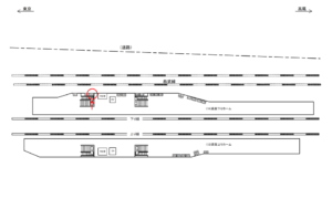 JR／武蔵境駅／高架下りホーム／№103駅看板・駅広告、位置図