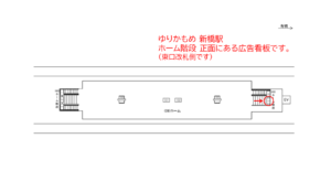 ゆりかもめ　新橋駅／ホーム階段／№5駅看板・駅広告、位置図