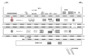 JR／国分寺駅／下りホーム№B01&B02№02駅看板・駅広告、位置図